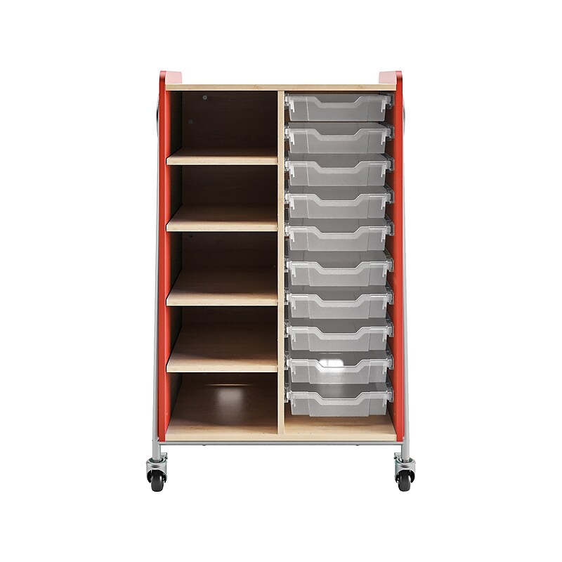 Safco Whiffle Typical 2 48" x 30" Particle Board Double-Column Mobile Storage, Red (3922RED) image 1