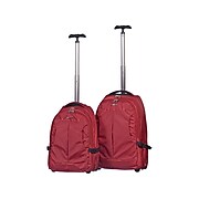 Club Rochelier 2-Piece Rolling Backpack Set, Red (SW001-Red)