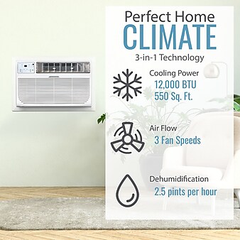 Keystone 230-Volt 12000 BTU Wall Air Conditioner with Remote, White (KSTAT12-2C)