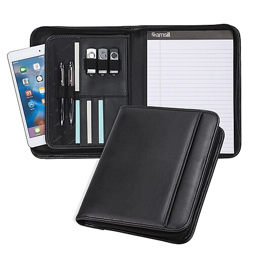 Samsill® Black Nappa Leather Professional Junior Zipper Padfolio (70821