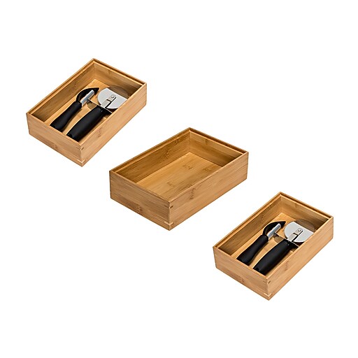Shop Staples For Honey Can Do Set Of 3 Bamboo Drawer Organizers 9