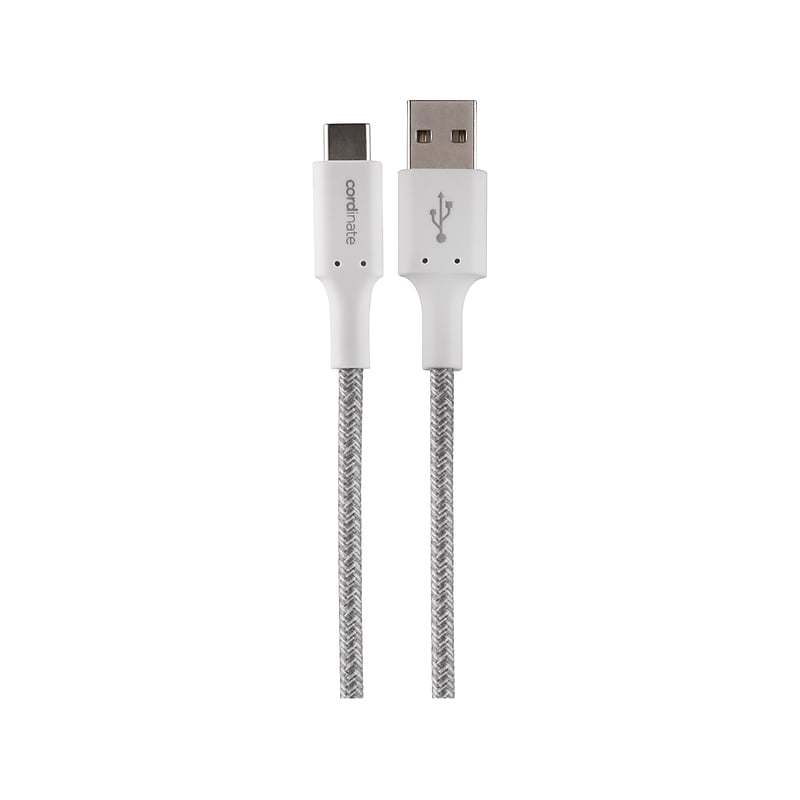 Cordinate 6' USB A to USB C Charging Cable, Male to Male, Gray/White (58652) image 1
