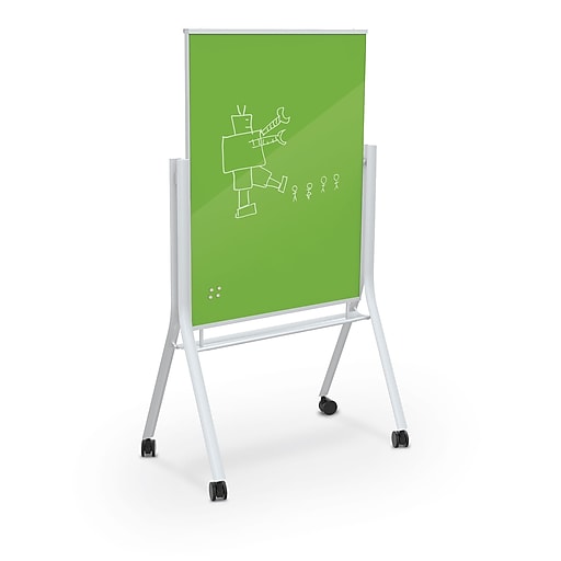 BestRite Visionary Curve Colored Glass Whiteboard Easel White Frame