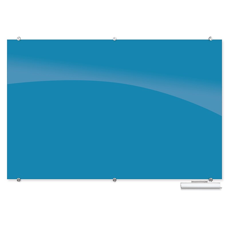 Best-Rite Visionary Colors Magnetic Glass Dry Erase Whiteboard 47.24" x 70.87" Blue (83845-Blue) image 1