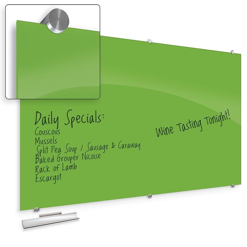 Best-Rite Visionary Colors Magnetic Glass Dry Erase Whiteboard 47.24" x 94.49" Green (83846-Green) image 1
