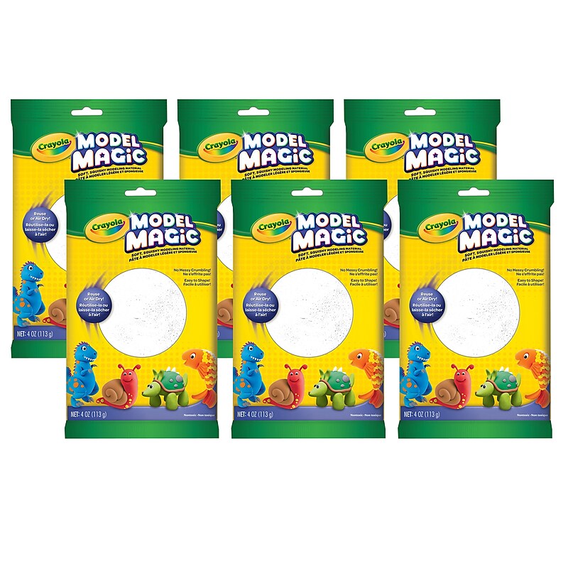 Crayola Model Magic Modeling Compound, White, 4 oz. Per Pack, 6 Packs, Grade PK+ (BIN4401-6) image 1