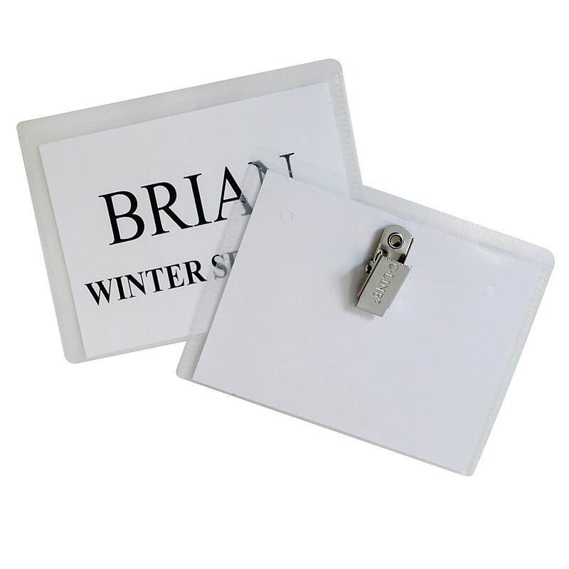 C-Line Clip Style Name Badge Holder Kit, 3.5" x 2.25", Box of 50 (CLI95523) image 1