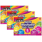 Cra-Z-Art Neon Washable Kid's Paint, Assorted Colors, 2 fl. Oz., 6/Set, 3 Sets (CZA106466-3)