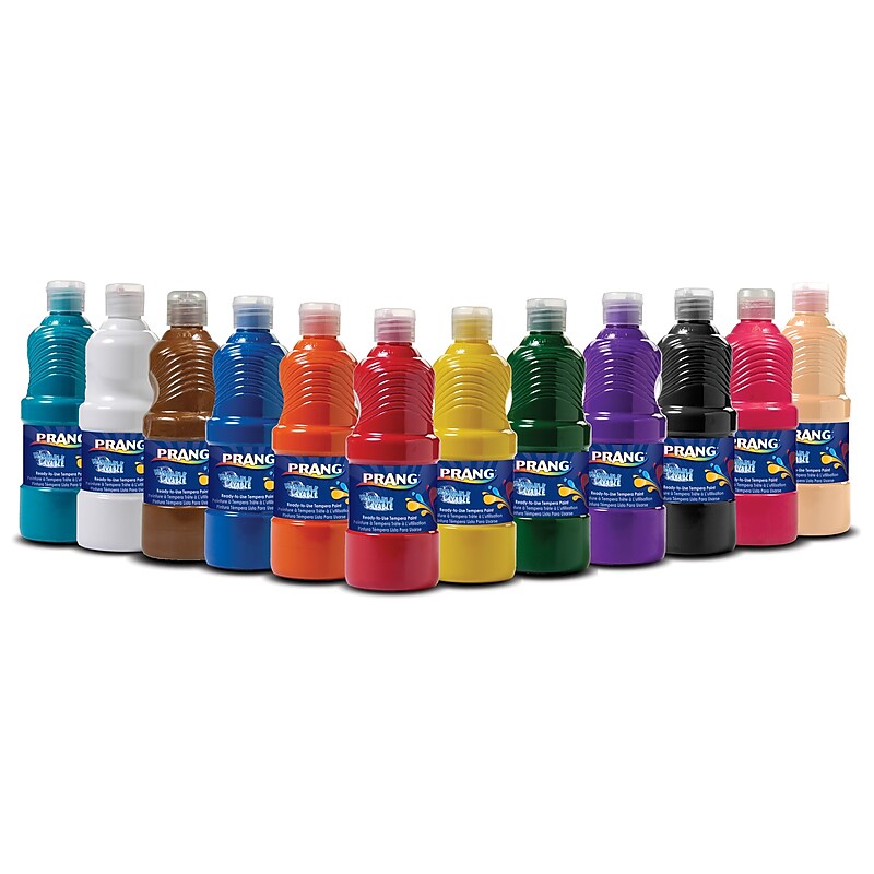 Prang Washable Tempera Paint, Assorted Colors, 16 Oz., 12/Set (DIX10796) image 1