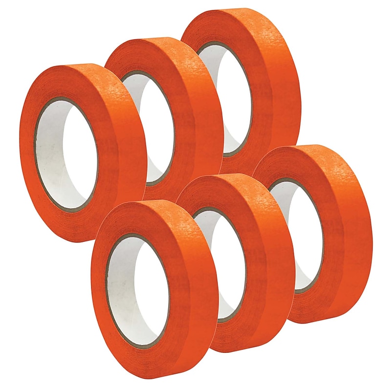 DSS Distributing 1" x 55 Yds, Premium Grade Masking Tape, Orange, 6 Rolls/Bundle (DSS46167-6) image 1