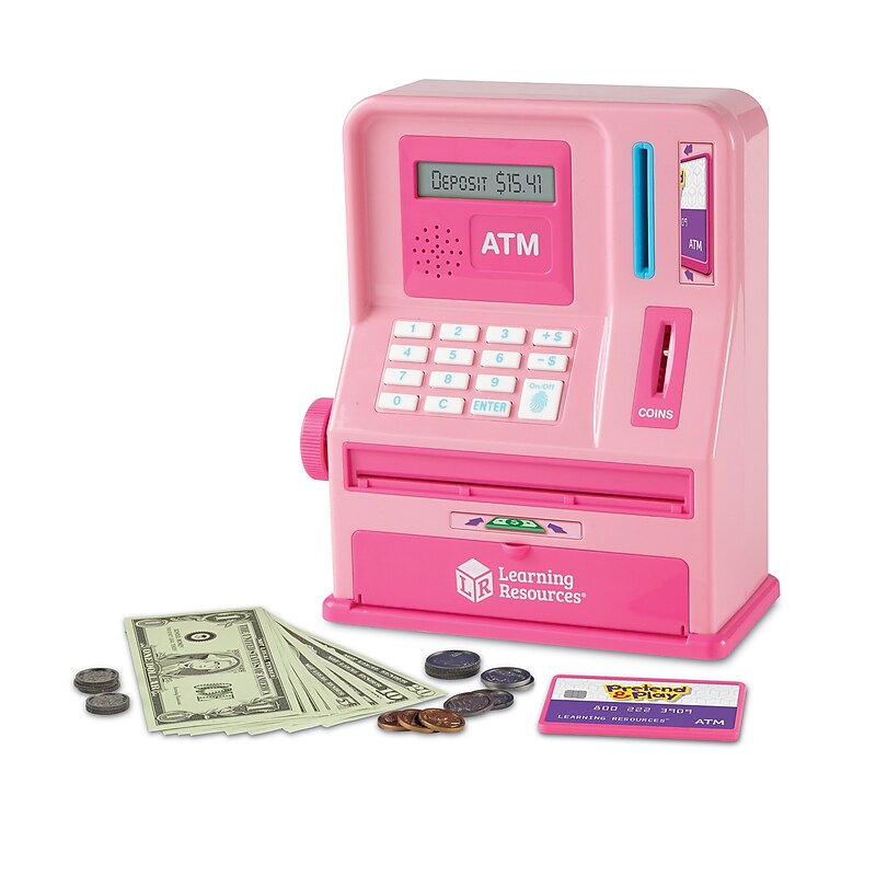 Learning Resources Pretend and Play Teaching ATM Bank, Pink (LER2625P) image 1