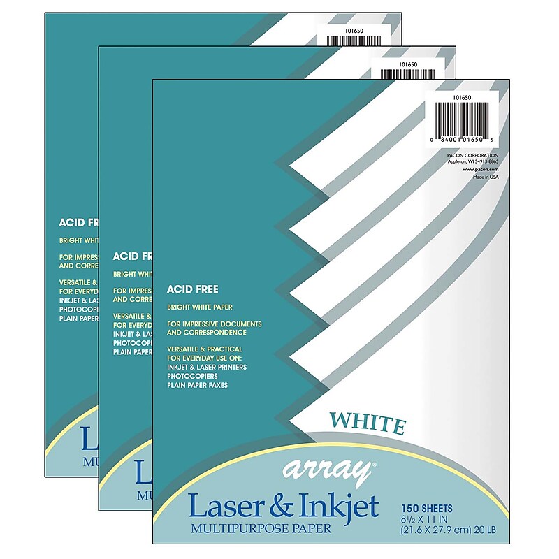 Pacon® Multi-Purpose Paper, 8.5" x 11", White, 150 Sheets Per Pack, 3 Packs (PAC101650-3) image 1