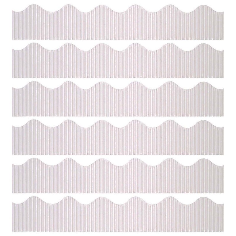 Bordette 50' x 2-1/4" Scalloped Border, White, 6 Rolls (PAC37016-6) image 1