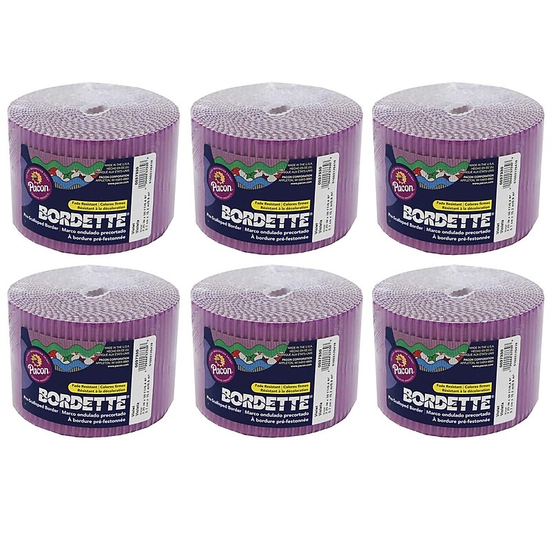 Bordette 50' x 2-1/4" Scalloped Border, Violet, 6 Rolls (PAC37336-6) image 1