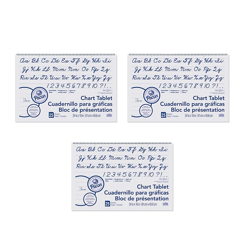 Pacon Chart Tablet Easel Pad, White, 25 Sheets, 3 Tablets (PAC74620-3) image 1