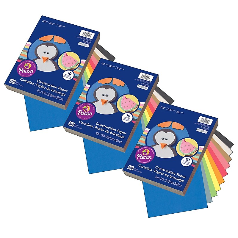 Art Street 9" x 12" Lightweight Construction Paper, Assorted, 200 Sheets/Pack, 3 Packs/Bundle (PAC94450-3) image 1