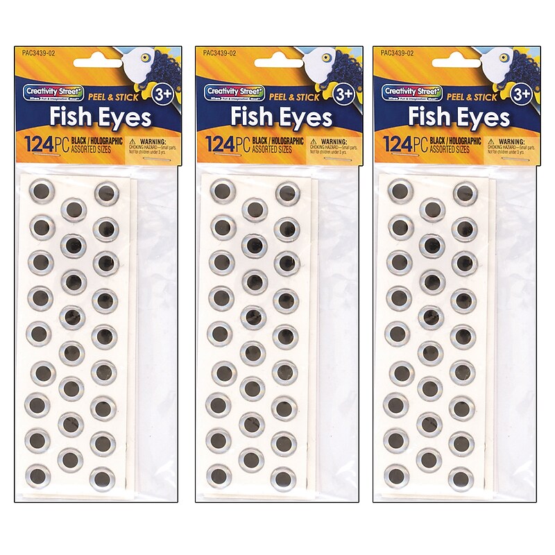 Creativity Street Fish Eyes, Holographic, Assorted Sizes, 124 Per Pack, 3 Packs (PACAC343902-3) image 1