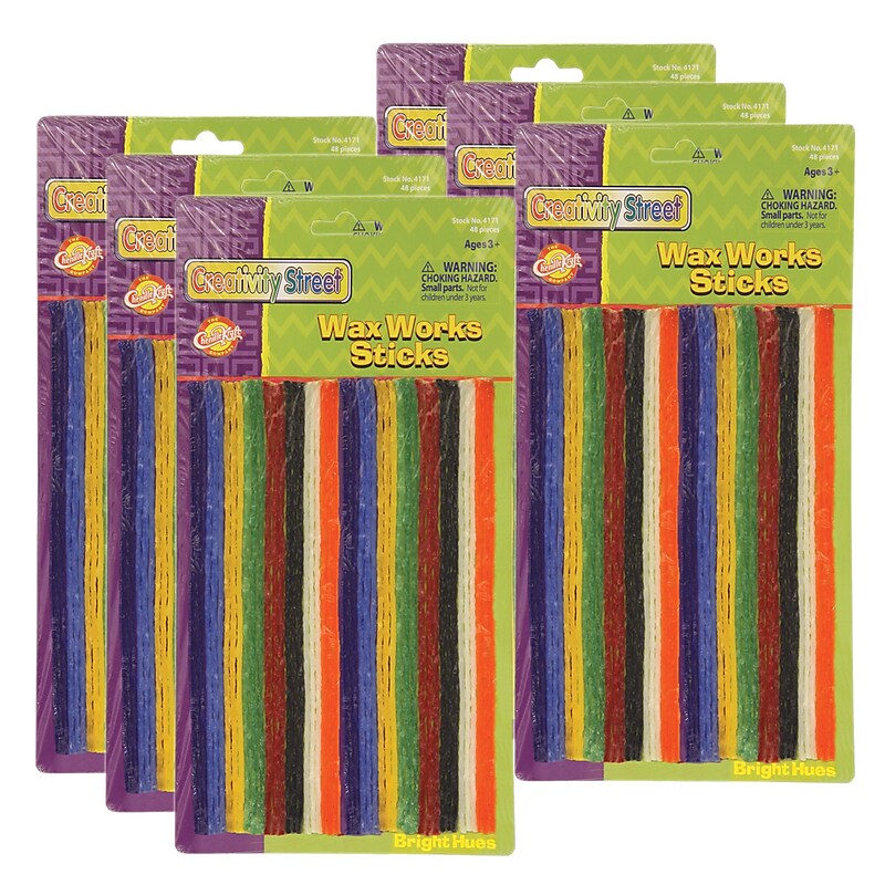 Creativity Street Wax Works Sticks, Assorted Bright Hues, 8", 48 Per Pack, 6 Packs (PACAC4170-6) image 1