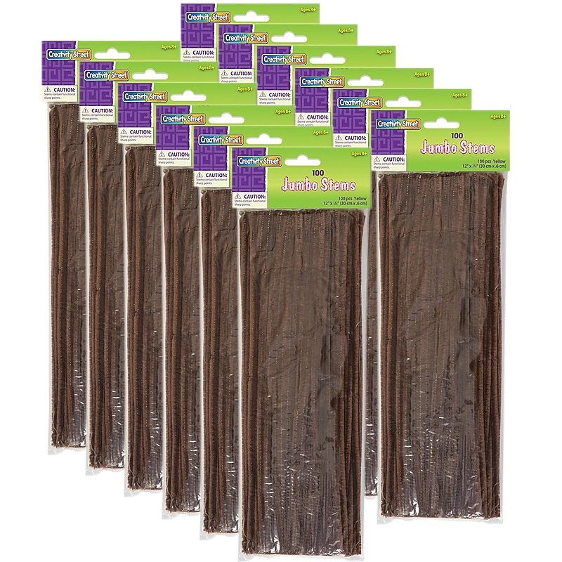 Creativity Street 12" Jumbo Stems, Brown, 100 Per Pack, 12 Packs (PACAC711013-12) image 1