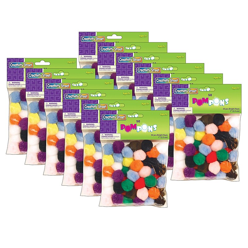 Creativity Street Pom Pons, Assorted Colors, 50/Pack, 12 Packs/Bundle (PACAC811301-12) image 1