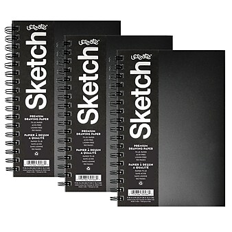 uCreate 6" x 9" Spiral Bound Sketch Book, 75 Sheets/Book, 3/Bundle (PACCAR37089-3)