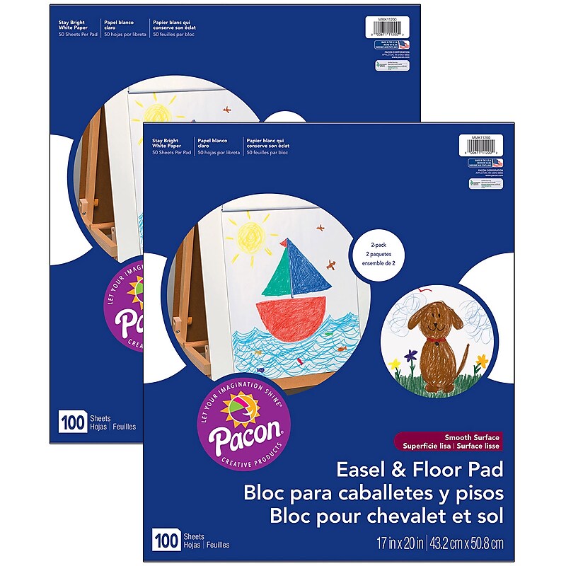 Pacon 17" x 20" Easel Pad, White, 2/Pack, 2 Packs/Bundle (PACMMK11200-2) image 1