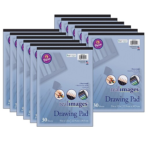Real Images™ Drawing Pad, Heavyweight, 9" x 12", White, 30 Sheets, Pack