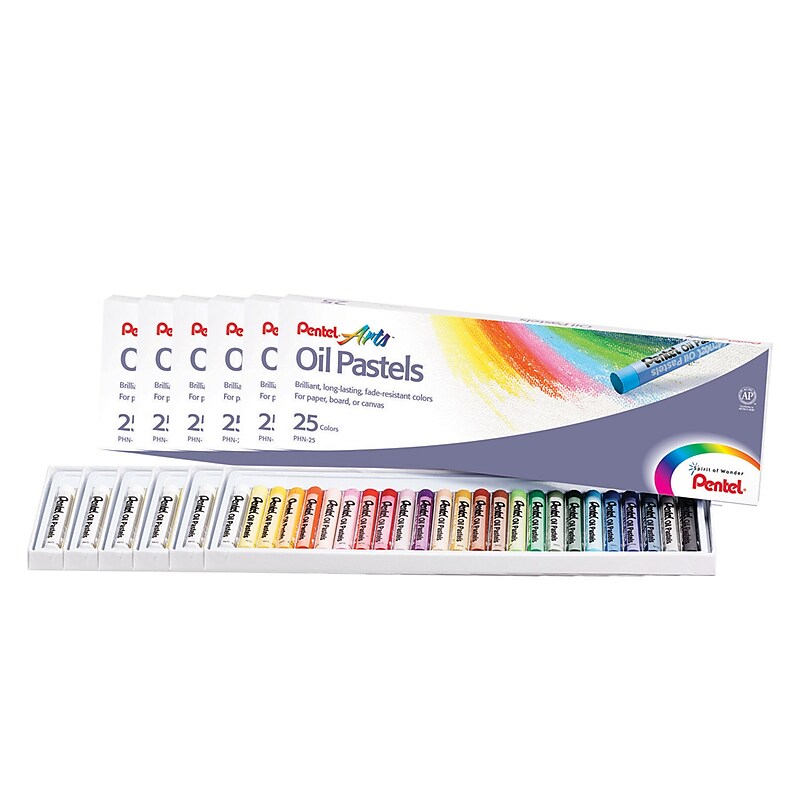 Pentel Oil Pastel Set, Assorted Colors, 25/Set, 6 Sets (PENPHN25-6) image 1