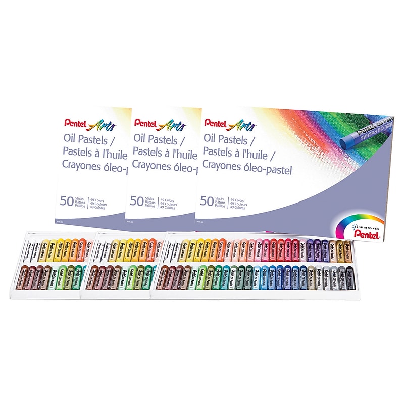 Pentel Oil Pastels, Assorted Colors, 50/Pack, 3 Packs/Bundle (PENPHN50-3) image 1