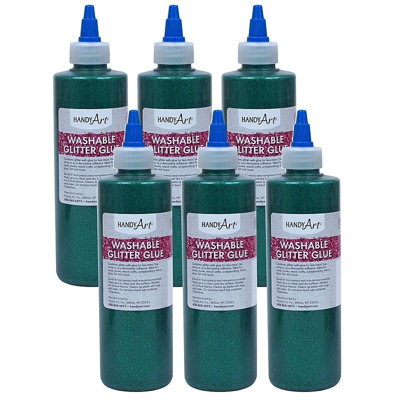 Handy Art Glitter Washable Glue, 8 oz., Green, 6/Pack (RPC146045-6) image 1