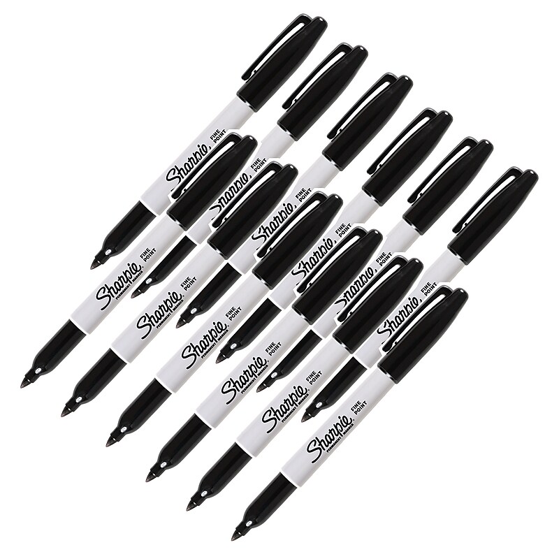 Sharpie Permanent Marker, Fine Point, Black, 12/Pack (SAN30001-12) image 1