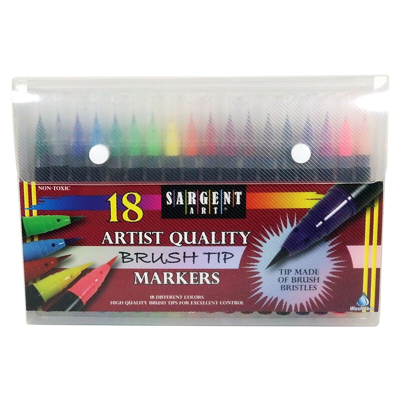Sargent Art® Artist Brush Tip Markers, Assorted Colors, Pack of 18, (SAR221585) image 1