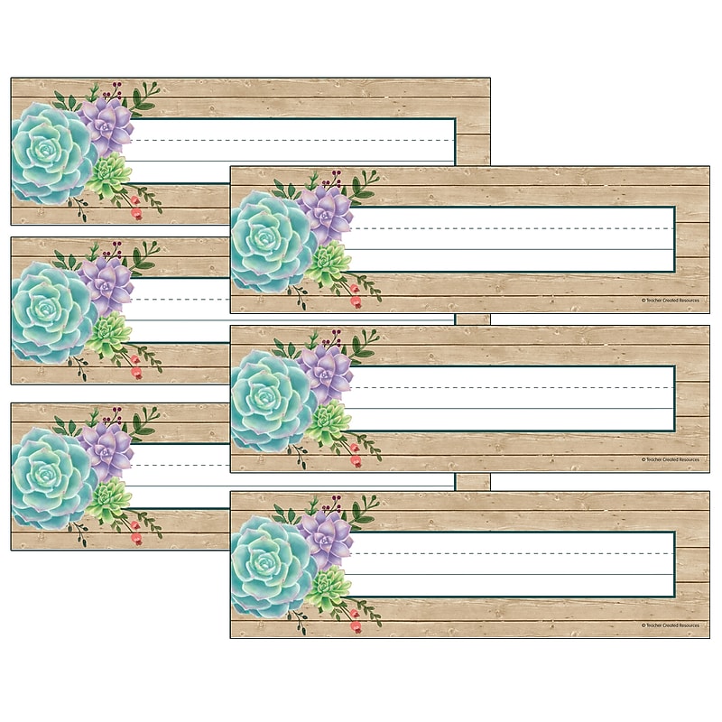 Teacher Created Resources Rustic Bloom Name Plates, 11.5" x 3.5", 36 Per Pack, 6 Packs (TCR8555-6) image 1