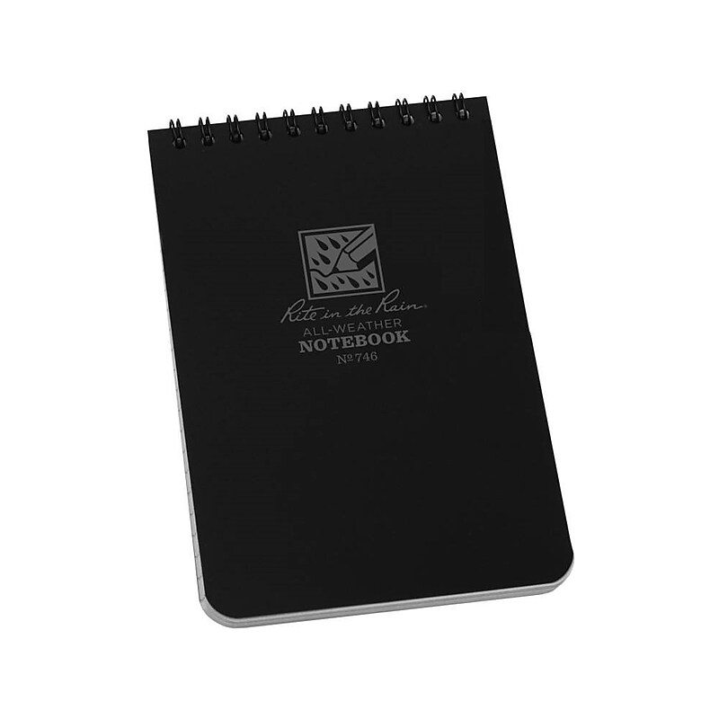 Rite in the Rain All-Weather Pocket Notebook, 4" x 6", 50 Sheets, Black (746) image 1