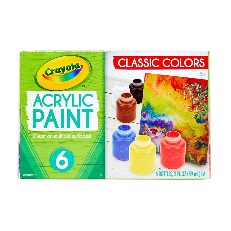 Crayola 6-color Acrylic Paint Set, Assorted Colors, 2 oz., 6/Box (20-1997) image 1