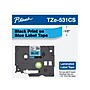 Brother P-touch TZe-531CS Laminated Label Maker Tape, 1/2" x 26-2/10', Black on Blue (TZe-531CS)~#|#~sp128162207_sc7