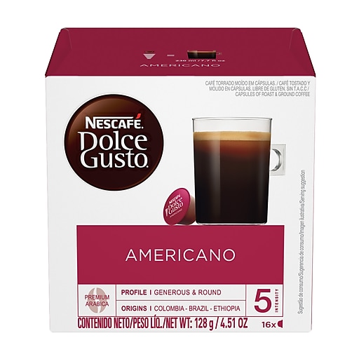 Nescafe Dolce Gusto Americano House Blend Coffee Nescafe Capsules, Medium  Dark Roast, 16/Box (NES48060/7368)