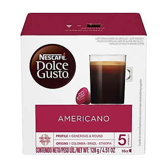 NESCAFE Dolce Gusto Americano, Premium Arabica Caffeinated Coffee, 16 Pods/Box (NES27368)