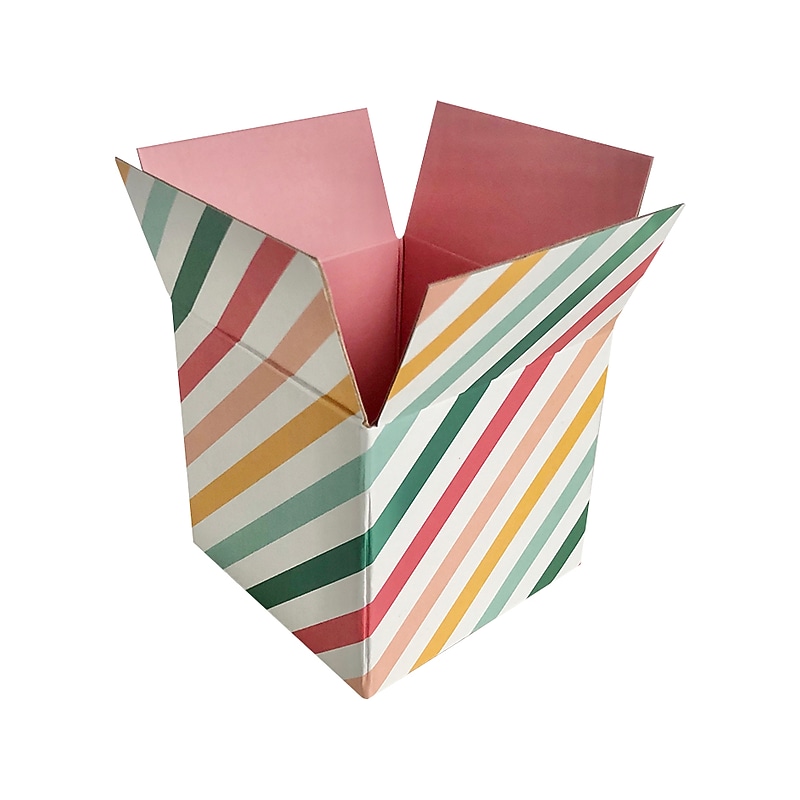 Happy Mail Shipping Box, Stripe, 4" x 4" x 4" (246459) image 1