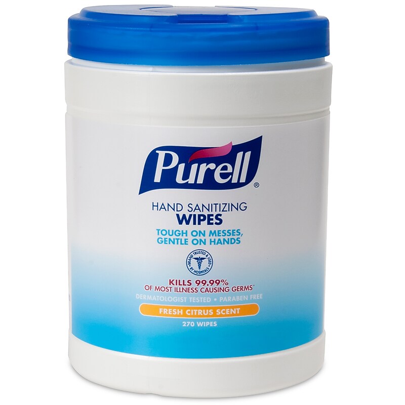 PURELL Hand Sanitizing Wipes, Fresh Citrus Scent, 270 Wipes/Pack (9113-06) image 1