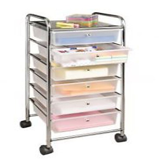 Seville Classics Large 6Drawer Storage Bin Organizer Cart, Frosted