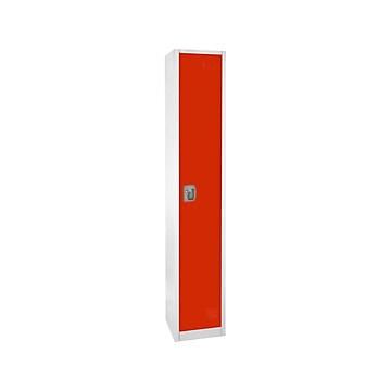 AdirOffice 72" D 1-Compartment Steel Tier Key Lock Red/Off-White Storage Locker (629-201-RED)
