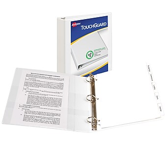 Avery TouchGuard Protection Heavy Duty 1 1/2" 3-Ring View Binder, White (17142)