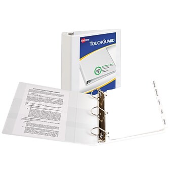 Avery TouchGuard Protection Heavy Duty 3" 3-Ring View Binder, White (17144)
