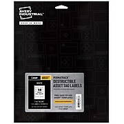 Avery PermaTrack Destructible Laser Asset Tags, 1-1/4" x 2-3/4", White, 14 Labels/Sheet, 8 Sheets/Pack (60537)