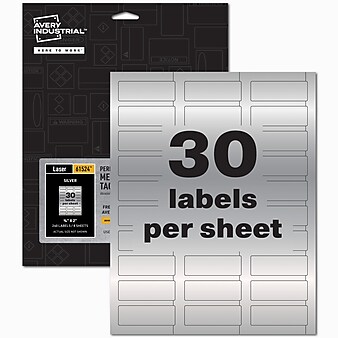 Avery PermaTrack Metallic Laser Asset Tag Labels, 3/4" x 2", Silver, 30 Labels/Sheet, 8 Sheets/Pack, 240 Asset Tags/Pack (61524)