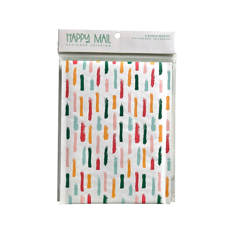6" x 9" Self-Sealing Padded Bubble Mailer, Multicolor, 3/Pack (246454) image 1