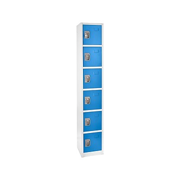 AdirOffice 72" 6-Compartment Steel Tier Key Lock Blue Storage Locker (629-206-BLU)