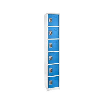 AdirOffice 72" 6-Compartment Steel Tier Key Lock Blue Storage Locker (629-206-BLU)