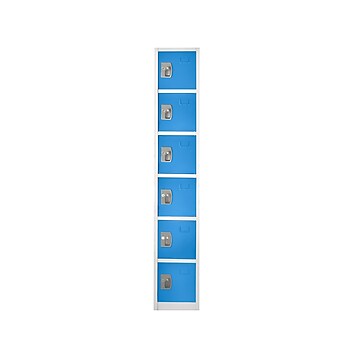 AdirOffice 72" 6-Compartment Steel Tier Key Lock Blue Storage Locker (629-206-BLU)